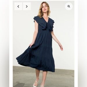 THML Navy Flutter Sleeve Dress. Size S
